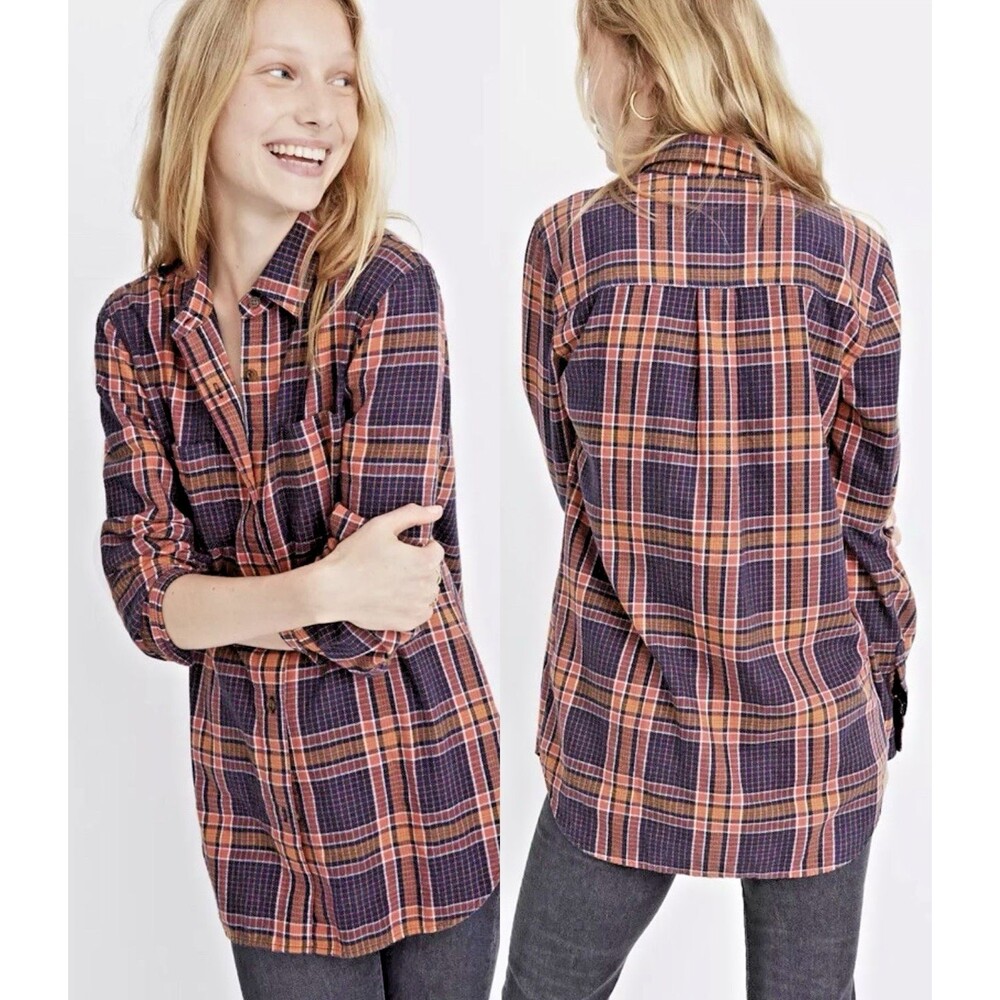 Madewell Womens Classic Ex-Boyfriend Edith Plaid Flannel Size Medium Grandpcore